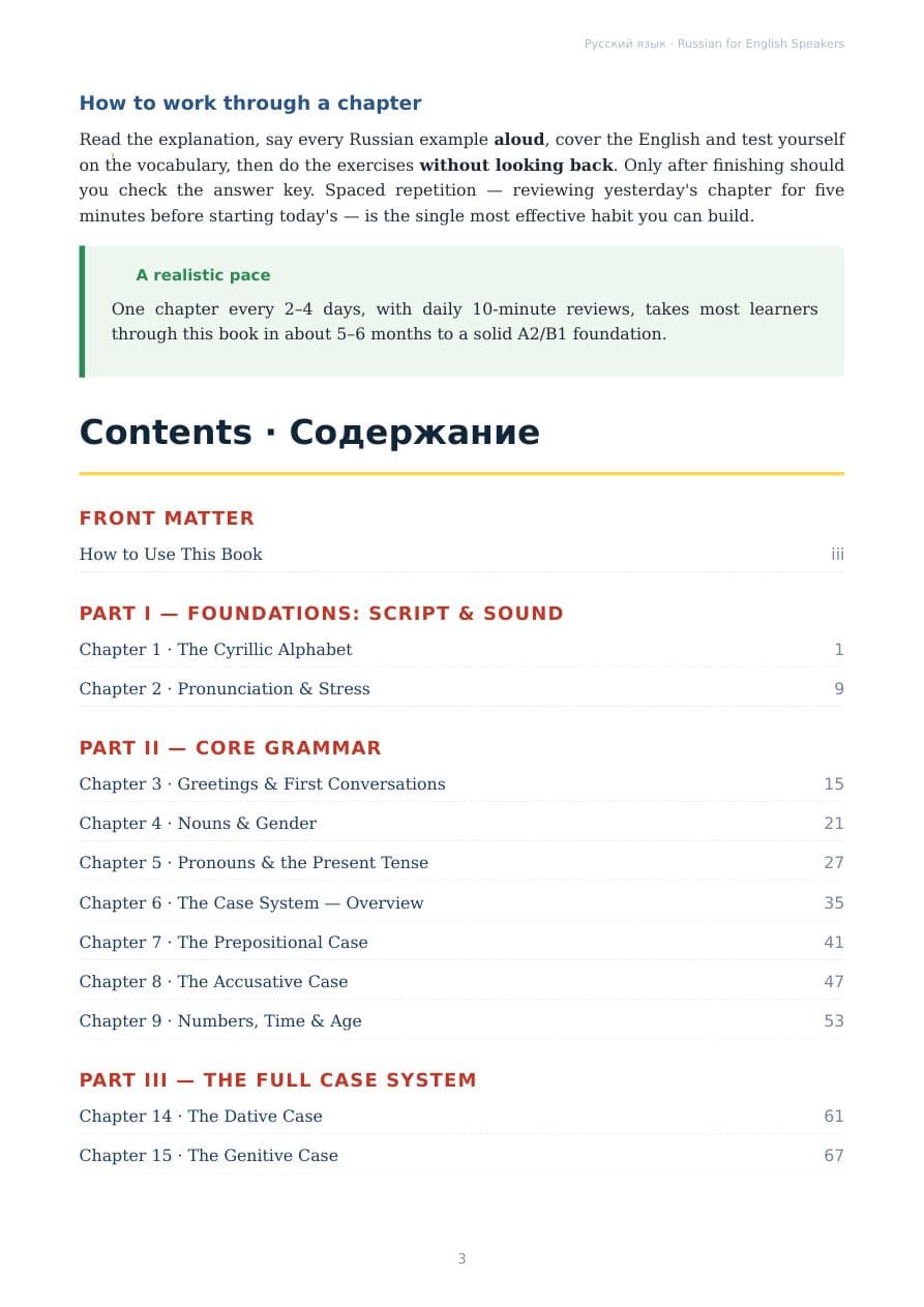 Sample page from Russian for English Speakers