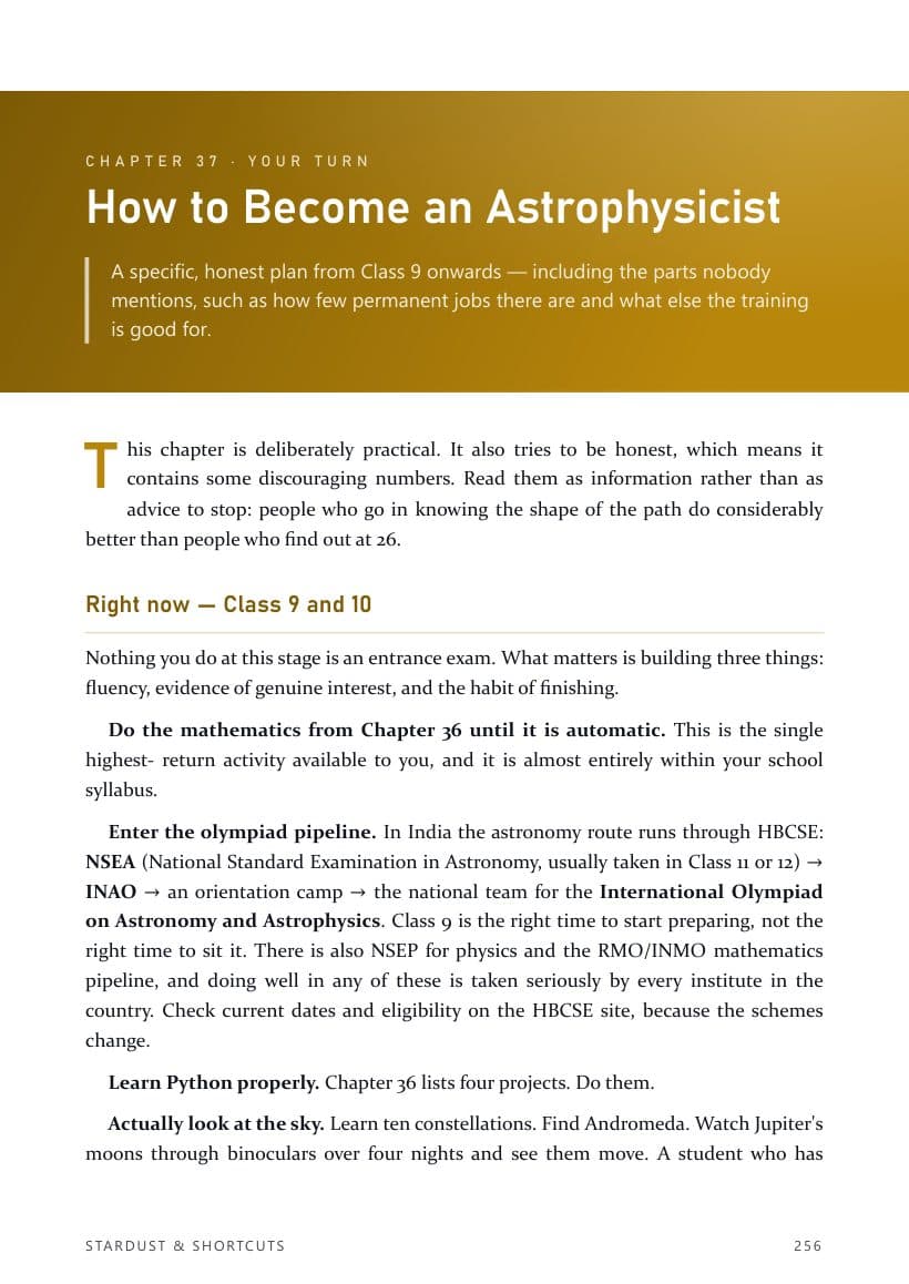 The chapter on how to become an astrophysicist